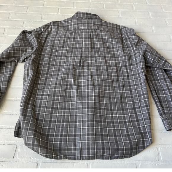 Eddie Bauer Men's Grey Plaid 100% Cotton Long Sleeve Button Down -sz XL - Picture 2 of 5